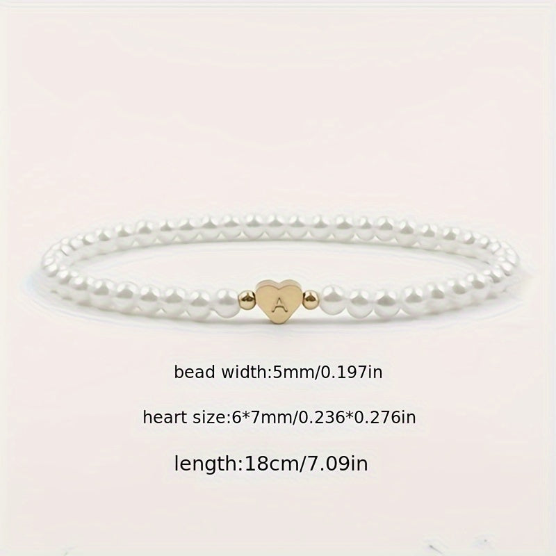 Elegant armbånd med hjerte-initial (A-Å)
