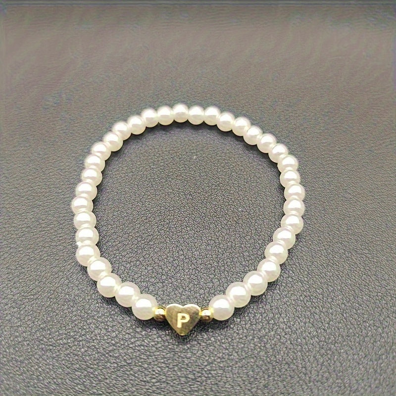 Elegant armbånd med hjerte-initial (A-Å)