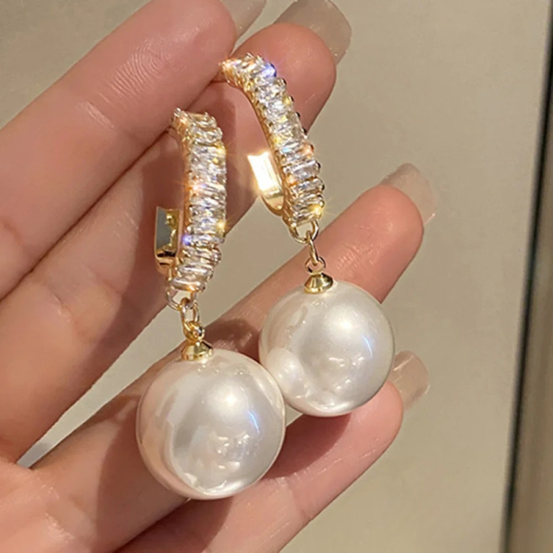 Elegante øredobber med perle og zirkonia