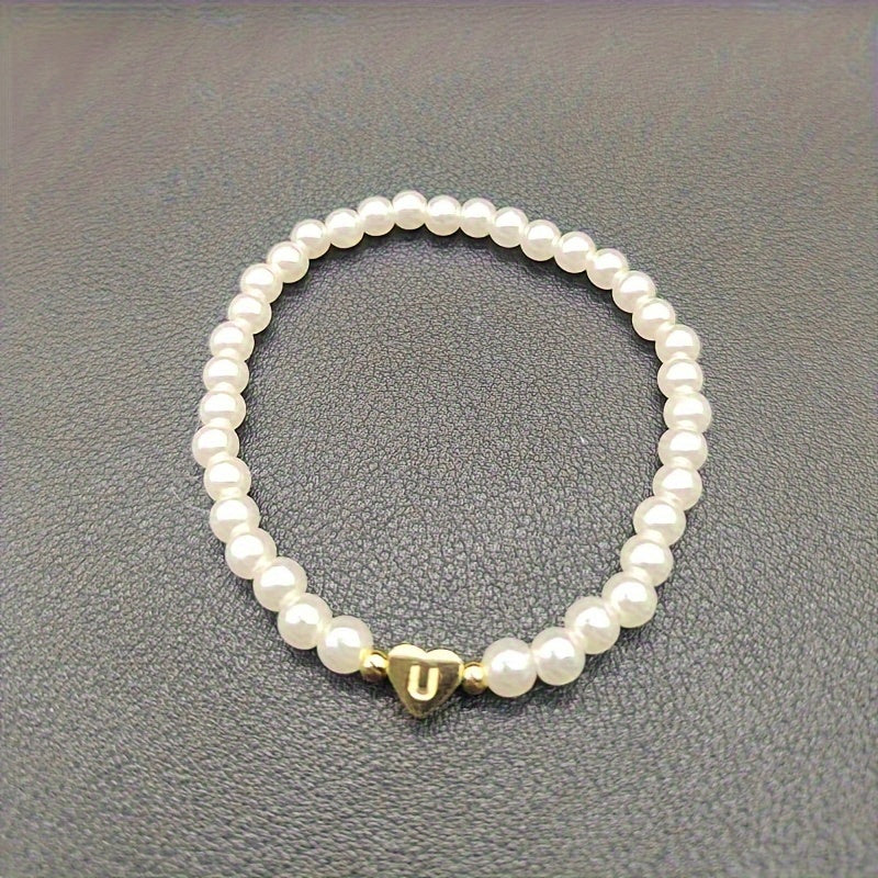 Elegant armbånd med hjerte-initial (A-Å)