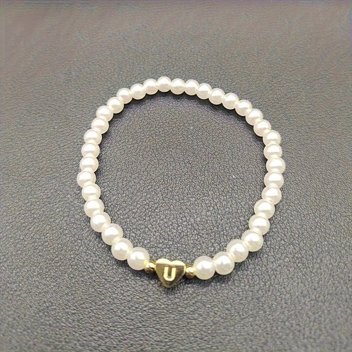 Elegant armbånd med hjerte-initial (A-Å)