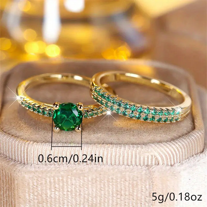 Duo-ringsett med gullsmaragd