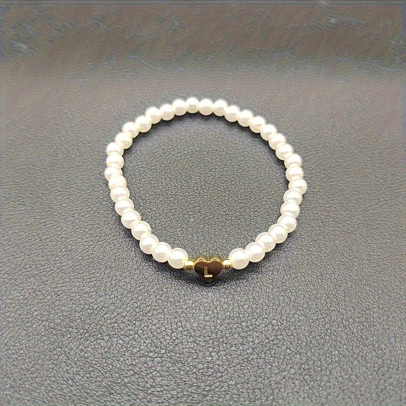 Elegant armbånd med hjerte-initial (A-Å)
