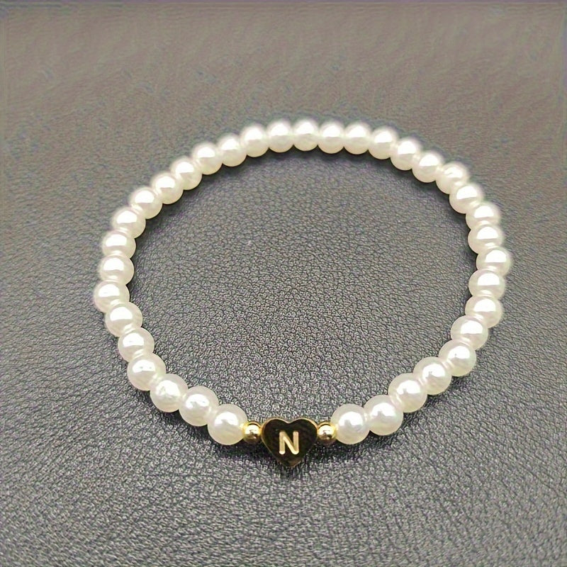 Elegant armbånd med hjerte-initial (A-Å)