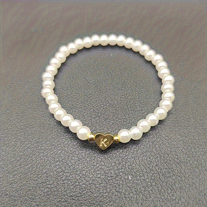 Elegant armbånd med hjerte-initial (A-Å)