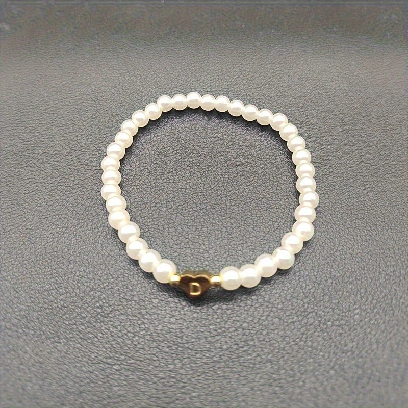 Elegant armbånd med hjerte-initial (A-Å)