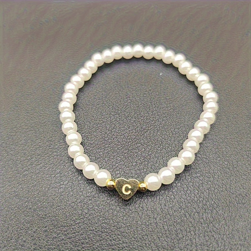 Elegant armbånd med hjerte-initial (A-Å)