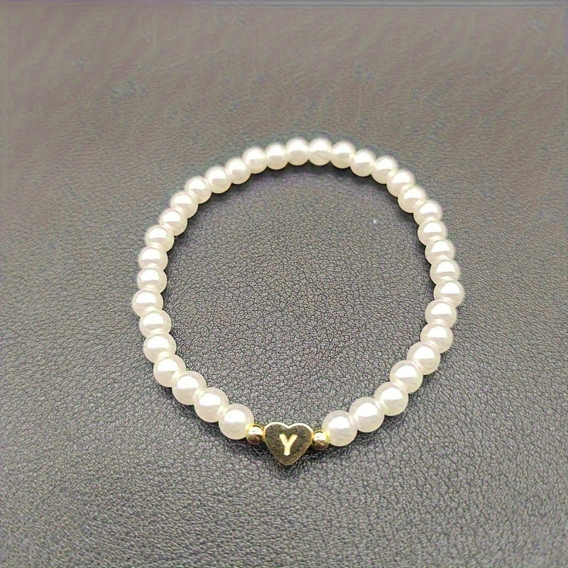 Elegant armbånd med hjerte-initial (A-Å)