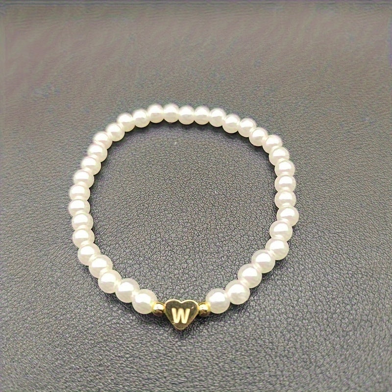Elegant armbånd med hjerte-initial (A-Å)