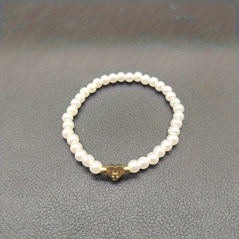 Elegant armbånd med hjerte-initial (A-Å)