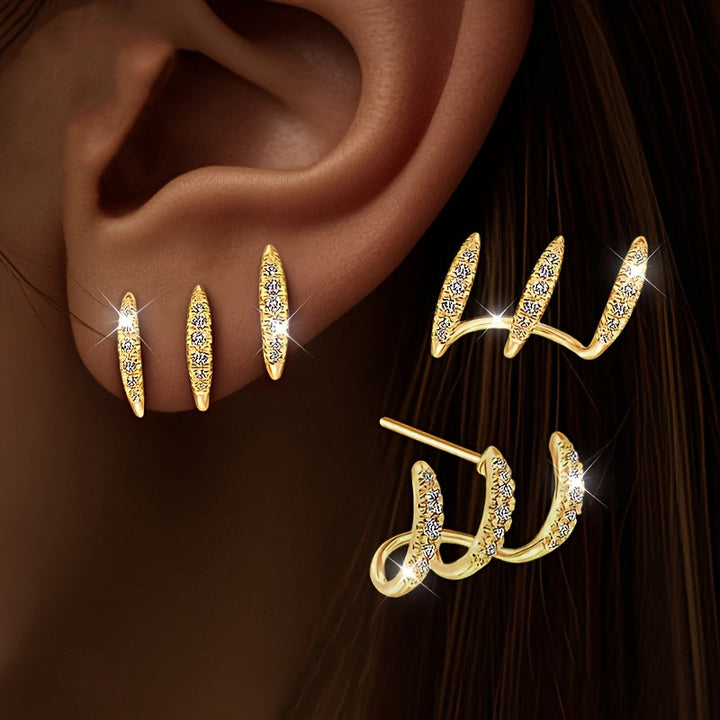 Elegante øredobber med strass i tre klør