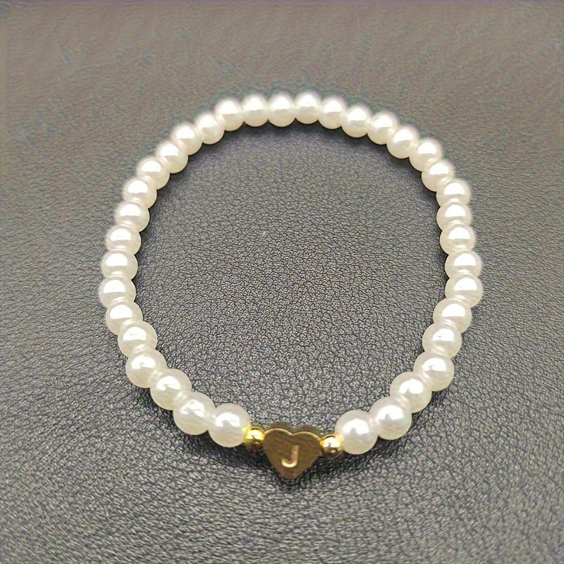 Elegant armbånd med hjerte-initial (A-Å)