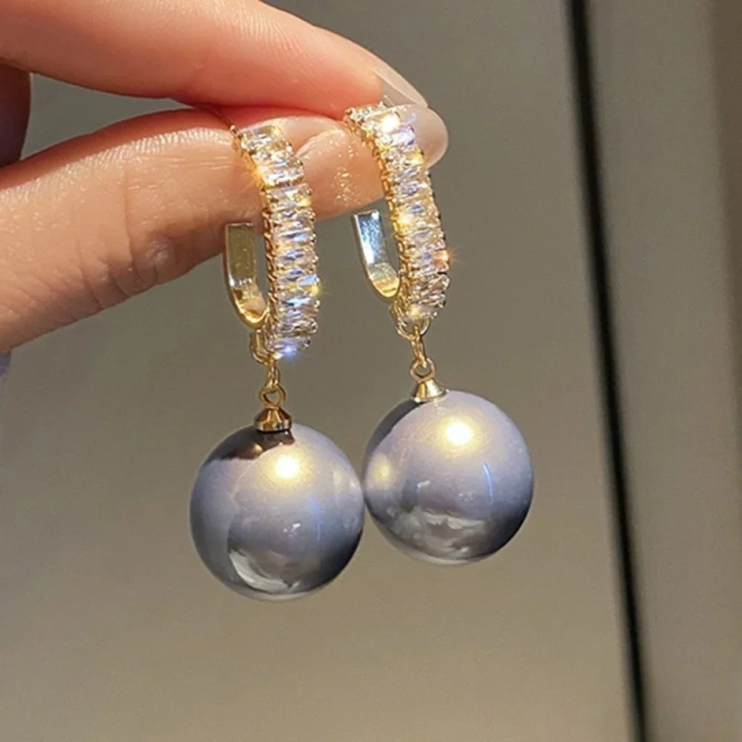 Elegante øredobber med perle og zirkonia
