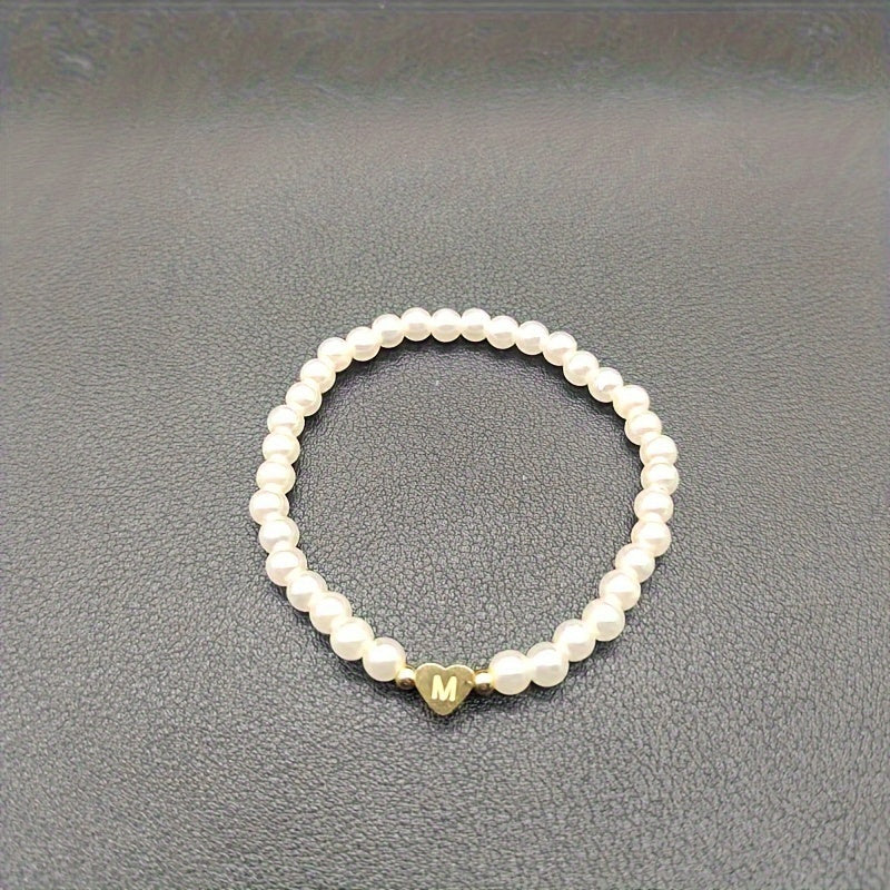 Elegant armbånd med hjerte-initial (A-Å)