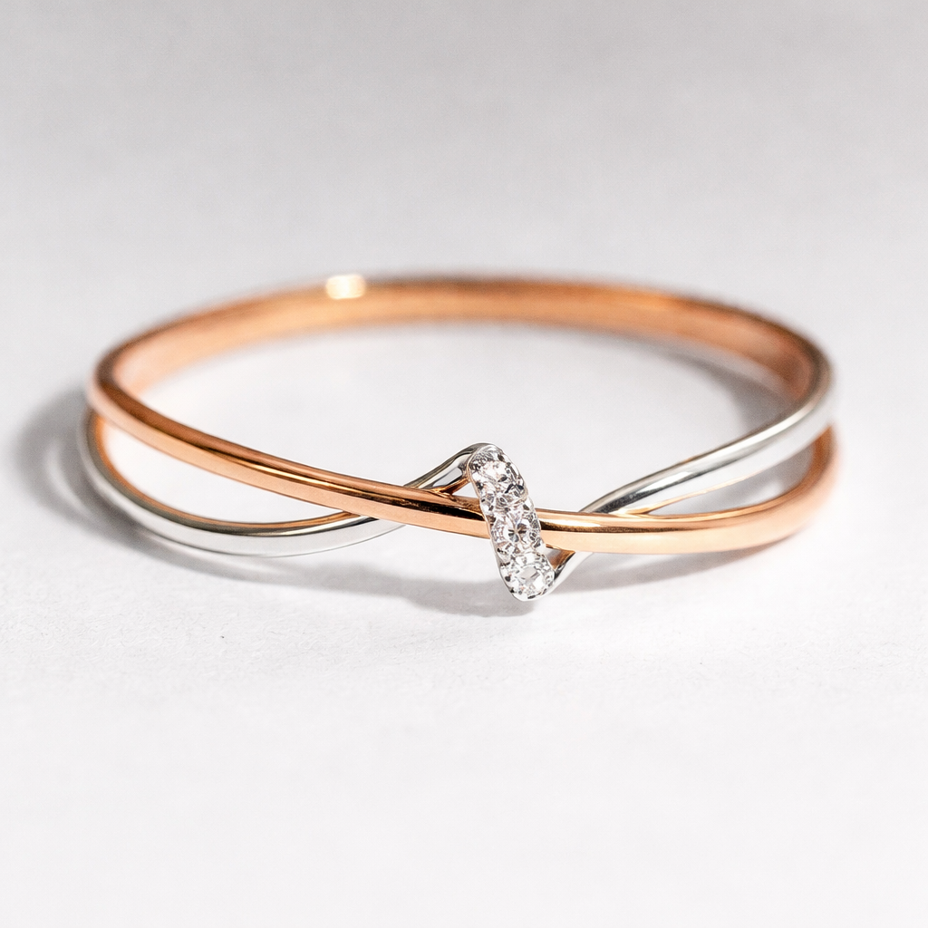 Vintage flettet ring i gull og sølv