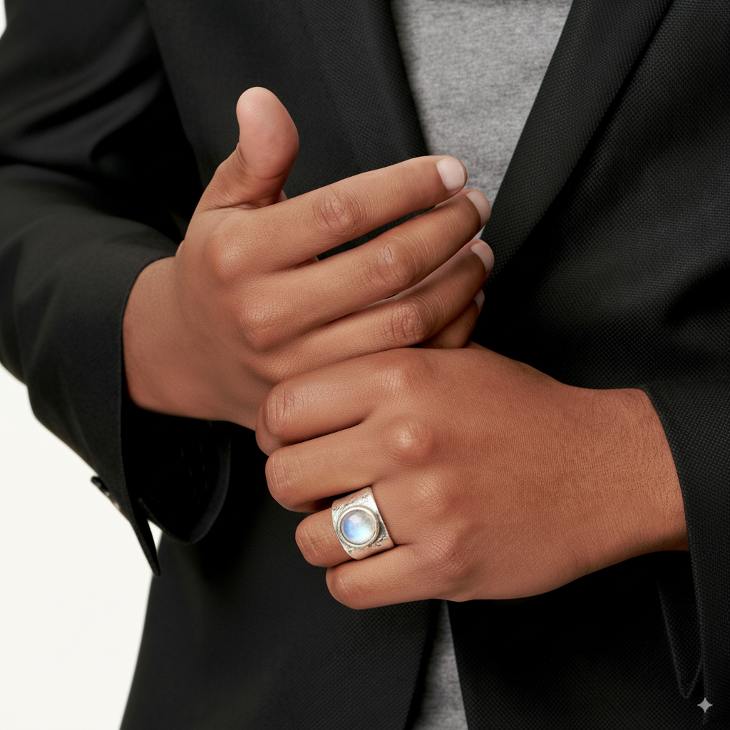 Boho-ring med månestein