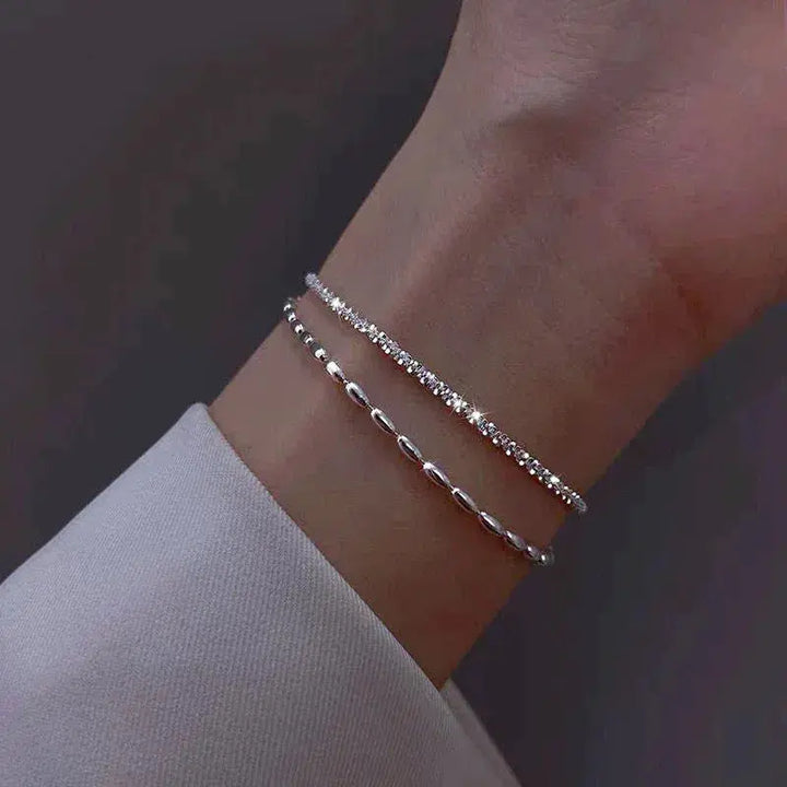 Elegant sølvarmbåndsett med zirkonia