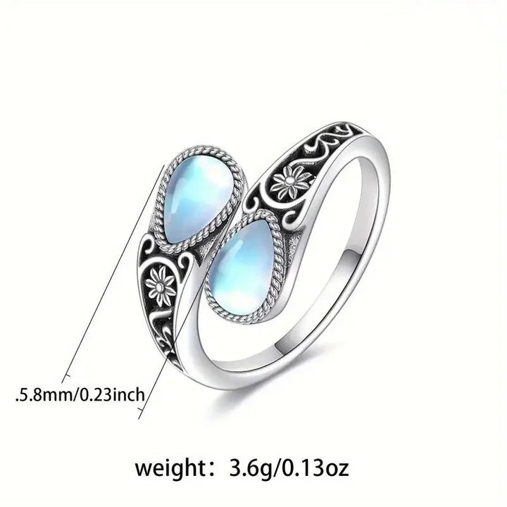 Elegant ring med månesteinsblomst