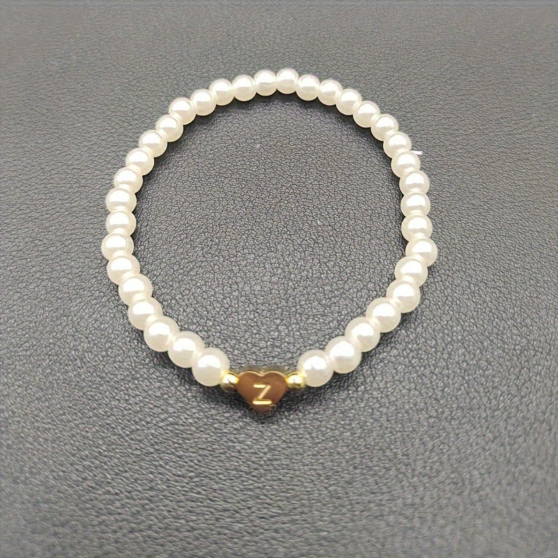 Elegant armbånd med hjerte-initial (A-Å)