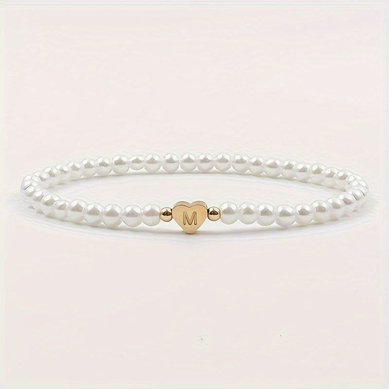 Elegant armbånd med hjerte-initial (A-Å)