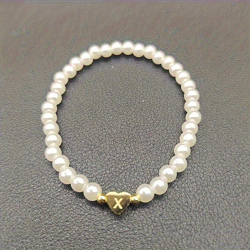 Elegant armbånd med hjerte-initial (A-Å)