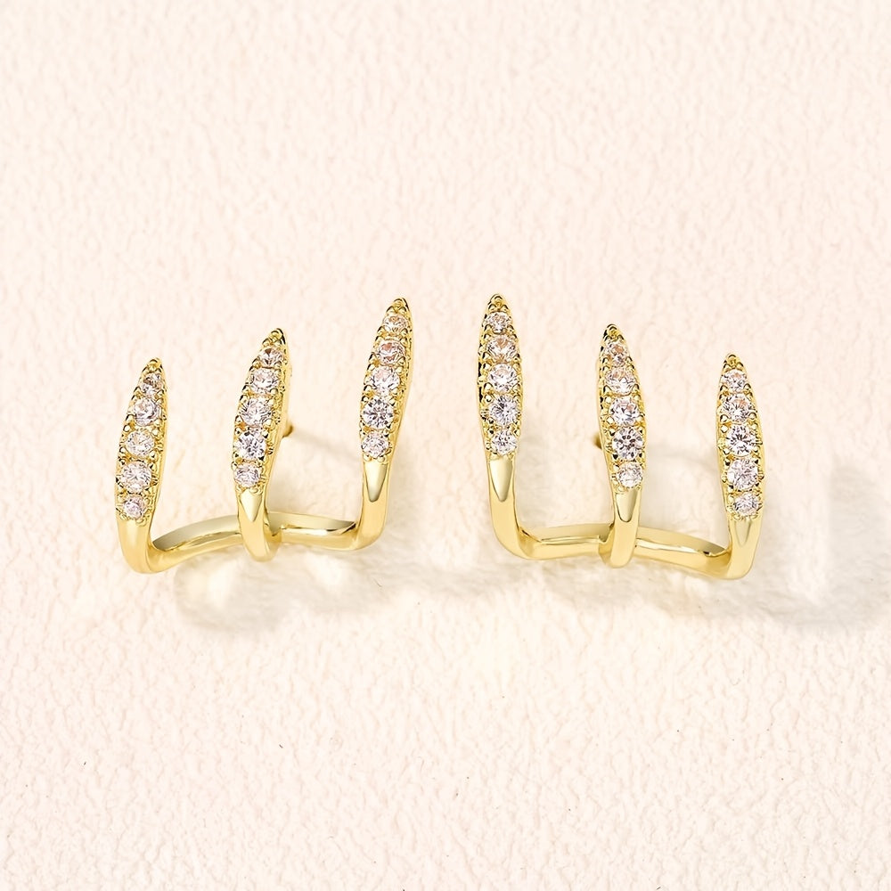 Elegante øredobber med strass i tre klør