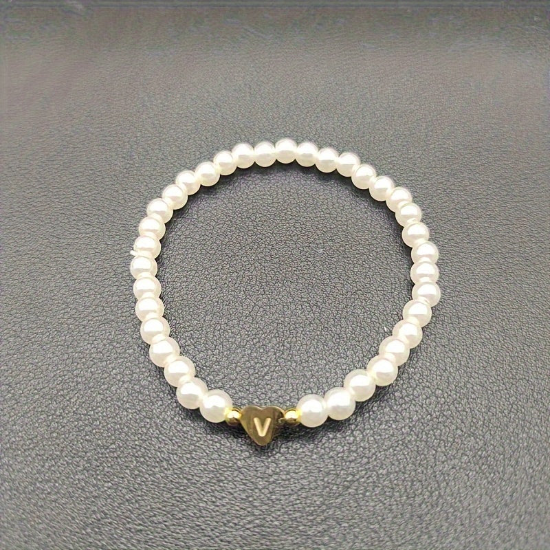 Elegant armbånd med hjerte-initial (A-Å)