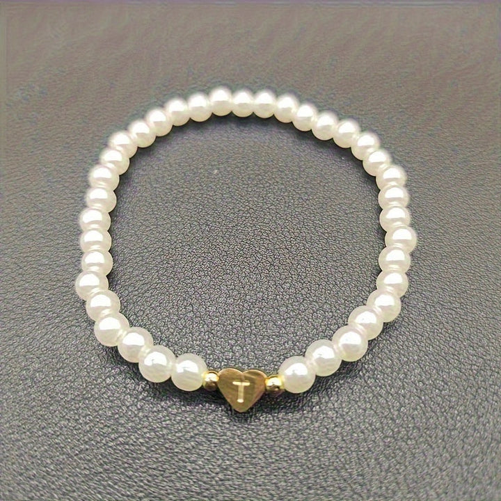 Elegant armbånd med hjerte-initial (A-Å)
