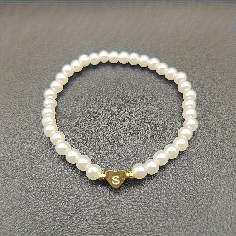 Elegant armbånd med hjerte-initial (A-Å)