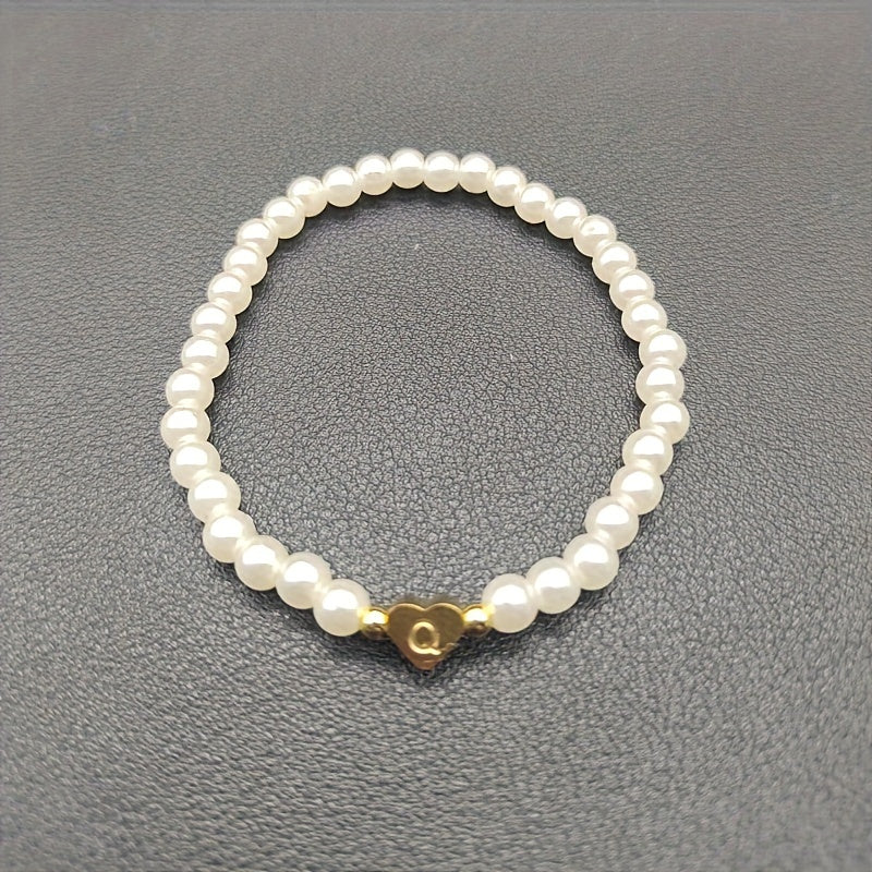 Elegant armbånd med hjerte-initial (A-Å)