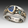 Elegant vintage ring med blå krystall