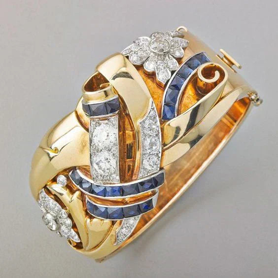 Vintage gullring med zirkonia
