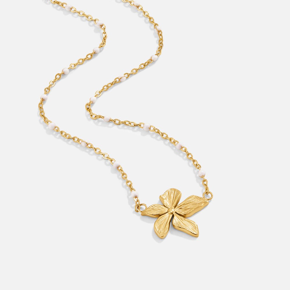 Elegant halskjede med gullblomst